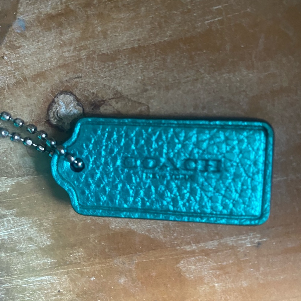 Coach Metallic Teal Pebble Leather Crossbody - Picture 4 of 16